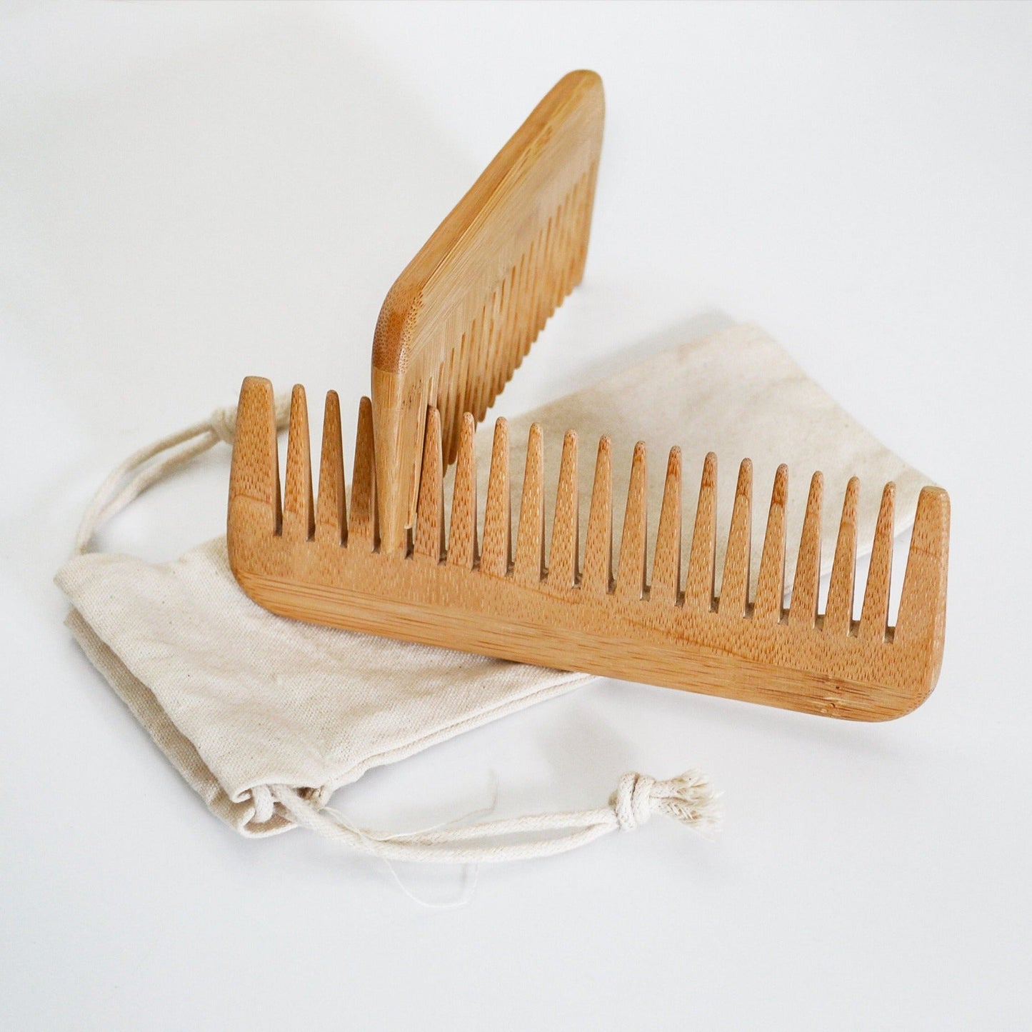 Natural Bamboo Wide Tooth Comb-Zero Waste Detangeling Comb-With
