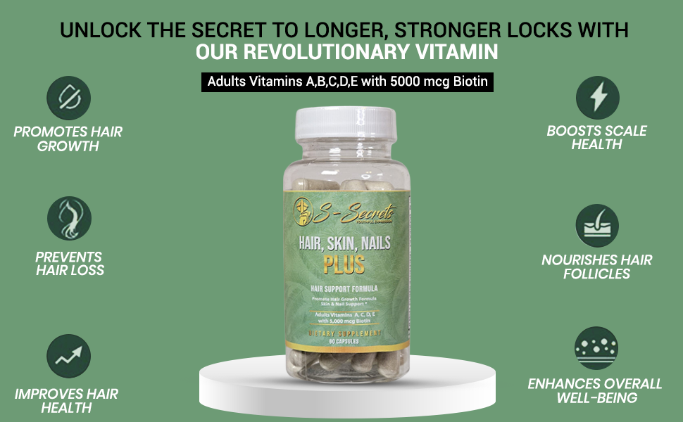 Women and Men Hair, Skin, Nails Plus Extra Strength Biotin 5000mcg,