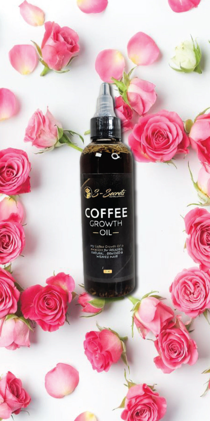 Coffee Hair Growth Oil 4oz, Herbs, Biotin, Essential oils, Potent