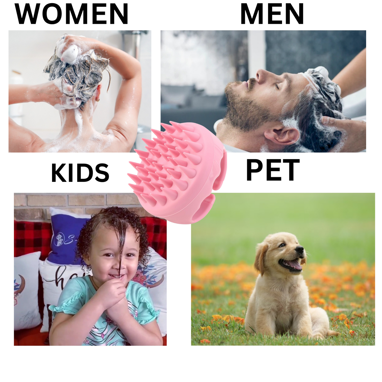 S-Secrets Scalp Massager Shampoo Brush with Soft Silicone Bristles for